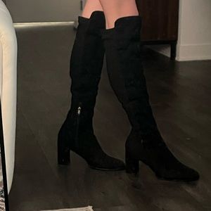 BLACK KNEE HIGH BOOTS SUEDE WITH HEEL SIZE 8